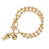 87460, "BELIEVE" ICHTHUS INSPIRED BALL CHAIN TOGGLE BRACELET