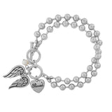 87462, "BLESSED" WINGS INSPIRED BALL CHAIN TOGGLE BRACELET