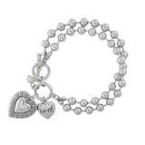 87463, "LOVE" HEART INSPIRED BALL CHAIN TOGGLE BRACELET