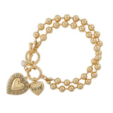 87463, "LOVE" HEART INSPIRED BALL CHAIN TOGGLE BRACELET