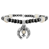 87486, WESTERN SQUASH BLOSSOM CHARM NAVAJO BEAD STRETCH BRACELET