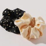 87490, SOLID & GOLD POLKA DOT HAIR SCRUNCHIES *2PCS/SET