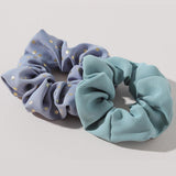 87490, SOLID & GOLD POLKA DOT HAIR SCRUNCHIES *2PCS/SET