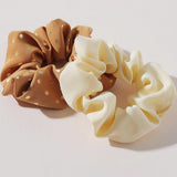 87490, SOLID & GOLD POLKA DOT HAIR SCRUNCHIES *2PCS/SET