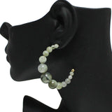 87507, SEMI PRECIOUS STONE HOOP EARRING