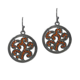 87512, ROUND TAILORED FILIGREE W/ RHINESTONE EARRING