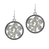 87512, ROUND TAILORED FILIGREE W/ RHINESTONE EARRING