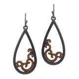 87514, TEARDROP TAILORED FILIGREE W/ RHINESTONE EARRING