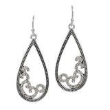 87514, TEARDROP TAILORED FILIGREE W/ RHINESTONE EARRING