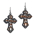 87515, CROSS TAILORED FILIGREE W/ RHINESTONE EARRING