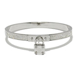 87544, "FOREVER LOVE" LOCK CHARM STAINLESS STEEL BRACELET