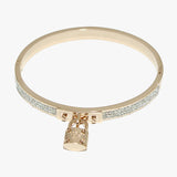 87544, "FOREVER LOVE" LOCK CHARM STAINLESS STEEL BRACELET