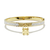 87544, "FOREVER LOVE" LOCK CHARM STAINLESS STEEL BRACELET