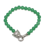 87551, PANTHER CUBIC ZIRCONIA W/ BEAD STRETCH BRACELET *STAINLESS STEEL