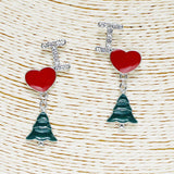 87576, "I LOVE CHRISTMAS TREE" CHRISTMAS DANGLE EARRING
