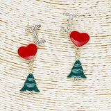 87576, "I LOVE CHRISTMAS TREE" CHRISTMAS DANGLE EARRING