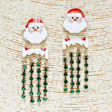 87579, SANTA CLAUS CHRISTMAS EPOXY W/ RHINESTONE EARRING