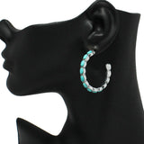 87636, WESTERN TURQUOISE STONE HOOP EARRING