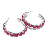87636, WESTERN TURQUOISE STONE HOOP EARRING