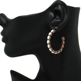 87636, WESTERN TURQUOISE STONE HOOP EARRING