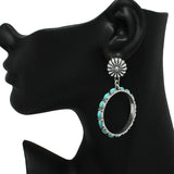 87638, WESTERN CONCHO TURQUOISE STONE EARRING