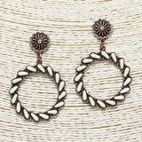 87641, WESTERN CONCHO TURQUOISE STONE EARRING