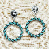 87641, WESTERN CONCHO TURQUOISE STONE EARRING