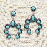 87643, WESTERN SQUASH BLOSSOM TURQUOISE STONE EARRING