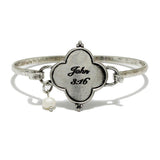 87644, "JOHN 3:16" CLOVER HINGED HOOK BRACELET