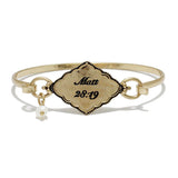 87646, "MATT 28:19" QUATERFOIL HINGED HOOK BRACELET