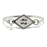 87646, "MATT 28:19" QUATERFOIL HINGED HOOK BRACELET
