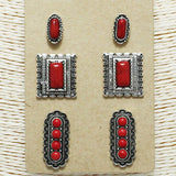 87657, WESTERN RECTANGLE TURQUOISE STONE EARRING SET