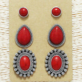 87658, WESTERN TURQUOISE STONE EARRING SET