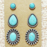 87658, WESTERN TURQUOISE STONE EARRING SET