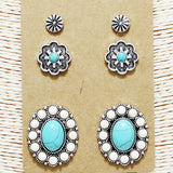 87659, WESTERN TURQUOISE STONE EARRING SET