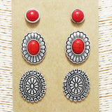 87660, WESTERN OVAL NATURAL STONE EARRING SET
