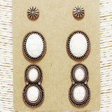 87661, WESTERN OVAL TURQUOISE STONE EARRING SET