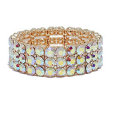 87663, 3 ROW ROUND RHINESTONE STRETCH BRACELET