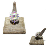 87668, GEOMETRIC RHINESTONE STRETCH RING