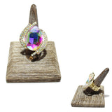 87669, OVAL ACCENT PAVE RHINESTONE STRETCH RING