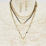 87677, HAMMERED HEART CHARM MULTI LAYERED NECKLACE