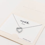 87762, DAINTY PAVE CUT OUT HEART PENDANT NECKLACE
