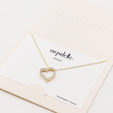 87762, DAINTY PAVE CUT OUT HEART PENDANT NECKLACE