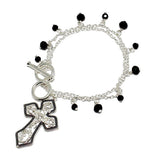 87770, CROSS INSPIRATION FILIGREE CHARM TOGGLE BRACELET