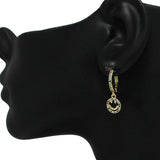 87791, SMILE HAPPY FACE PAVE CZ DANGLE HUGGIE EARRING