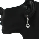 87791, SMILE HAPPY FACE PAVE CZ DANGLE HUGGIE EARRING