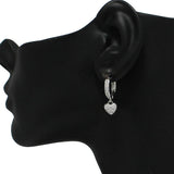 87807, HEART PAVE CZ DANGLE HUGGIE EARRING