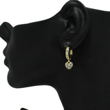 87807, HEART PAVE CZ DANGLE HUGGIE EARRING
