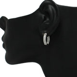 87810, PAVE CUBIC ZIRCONIA HUGGIE HOOP EARRING