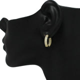 87810, PAVE CUBIC ZIRCONIA HUGGIE HOOP EARRING